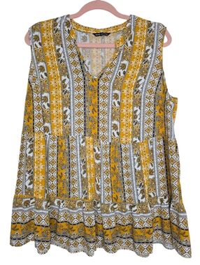 Unique Spectrum yellow floral print sleeveless top